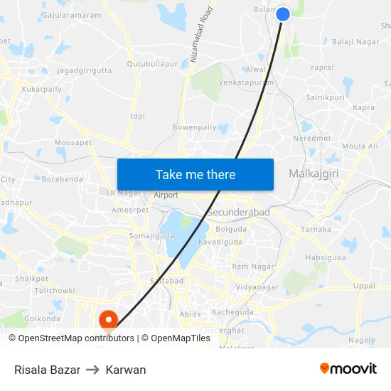 Risala Bazar to Karwan map