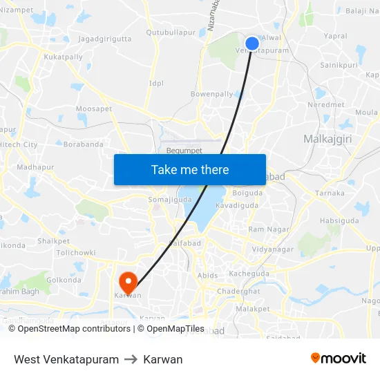 West Venkatapuram to Karwan map