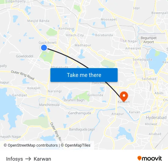 Infosys to Karwan map