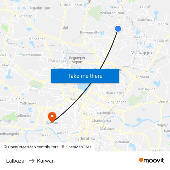 Lalbazar to Karwan map