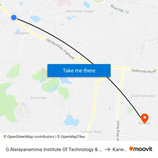 G.Narayanamma Institute Of Technology & Science to Karwan map