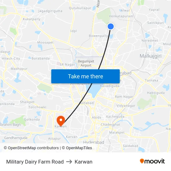 Military Dairy Farm Road to Karwan map