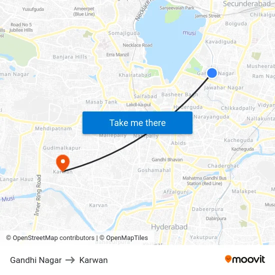 Gandhi Nagar to Karwan map