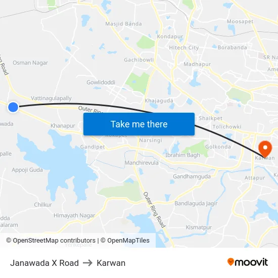 Janawada X Road to Karwan map