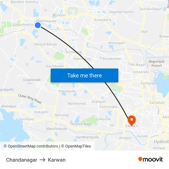 Chandanagar to Karwan map