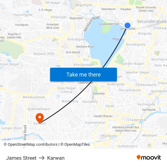 James Street to Karwan map