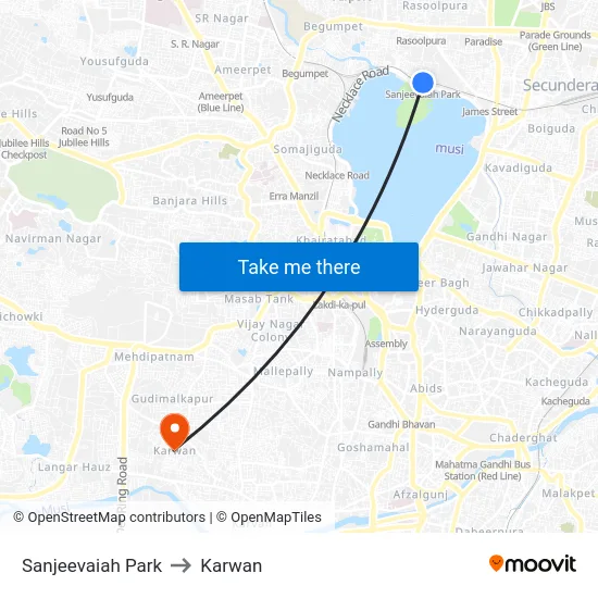 Sanjeevaiah Park to Karwan map