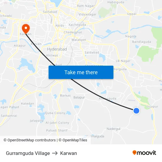 Gurramguda Village to Karwan map