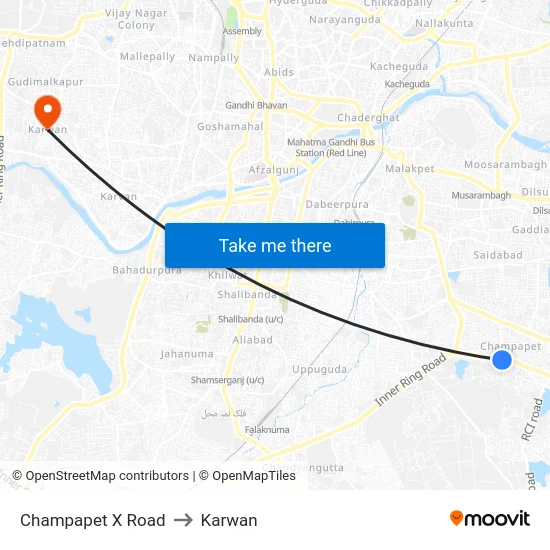Champapet X Road to Karwan map