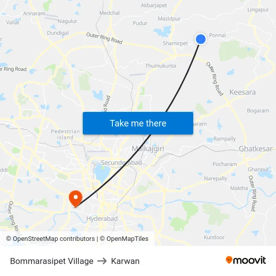 Bommarasipet Village to Karwan map