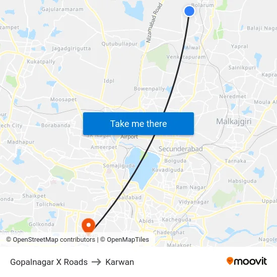 Gopalnagar X Roads to Karwan map