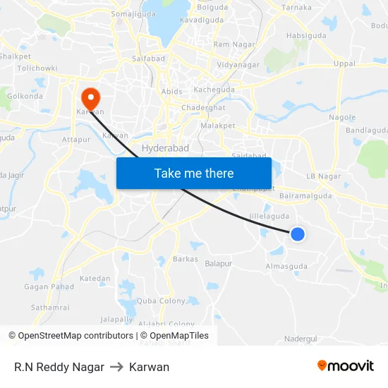 R.N Reddy Nagar to Karwan map