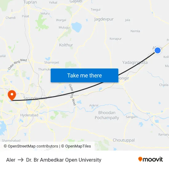 Aler to Dr. Br Ambedkar Open University map