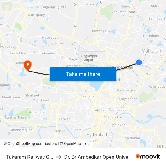 Tukaram Railway Gate to Dr. Br Ambedkar Open University map