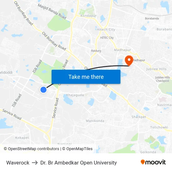 Waverock to Dr. Br Ambedkar Open University map