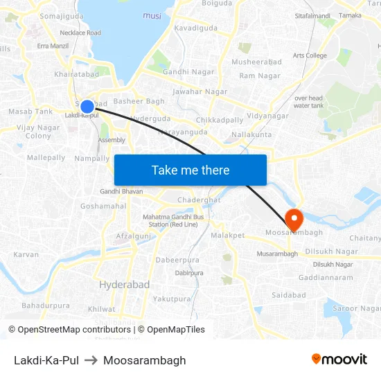 Lakdi-Ka-Pul to Moosarambagh map