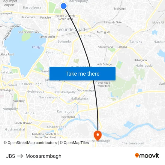 JBS to Moosarambagh map