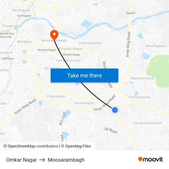 Omkar Nagar to Moosarambagh map