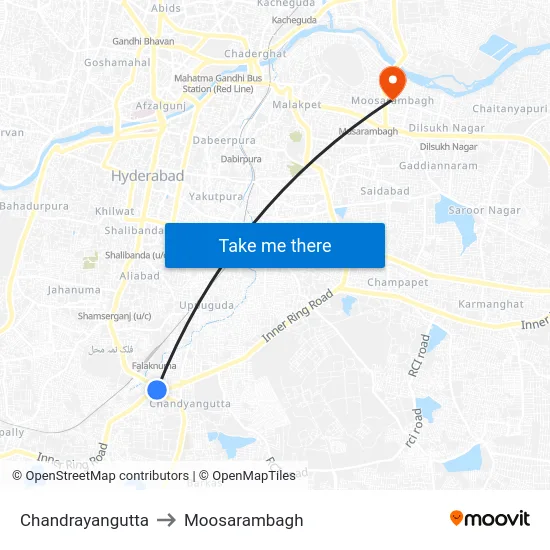 Chandrayangutta to Moosarambagh map
