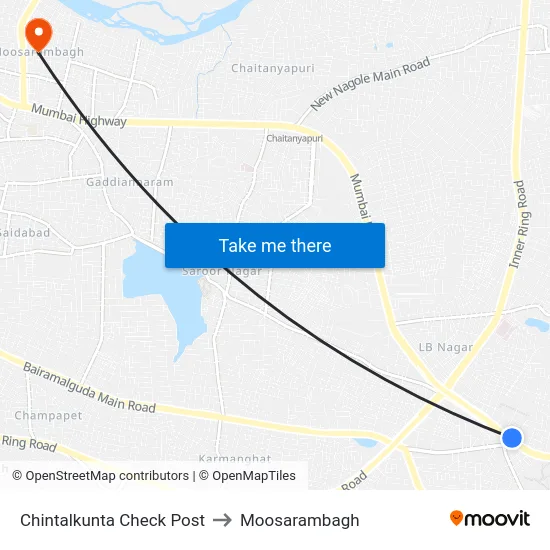 Chintalkunta Check Post to Moosarambagh map