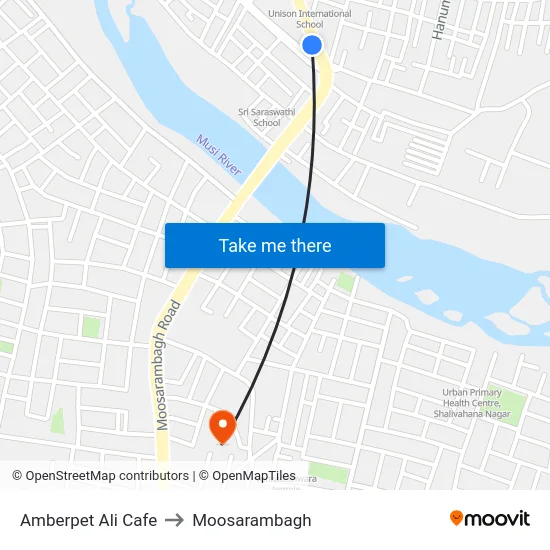Amberpet Ali Cafe to Moosarambagh map