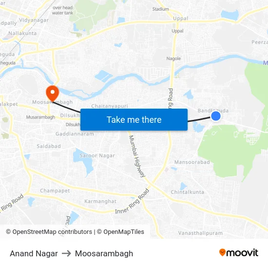 Anand Nagar to Moosarambagh map