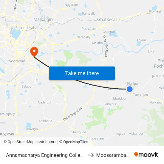 Annamacharya Engineering College to Moosarambagh map