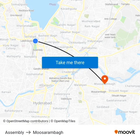 Assembly to Moosarambagh map