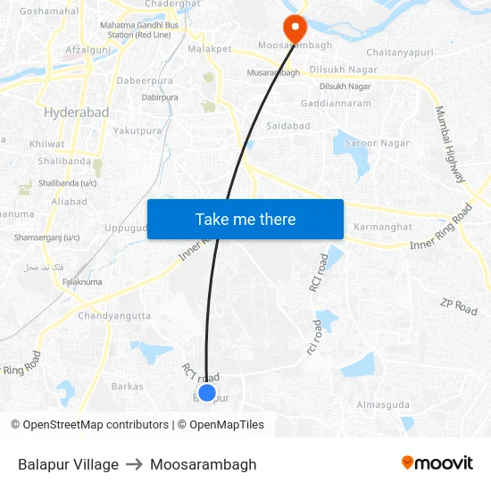 Balapur Village to Moosarambagh map