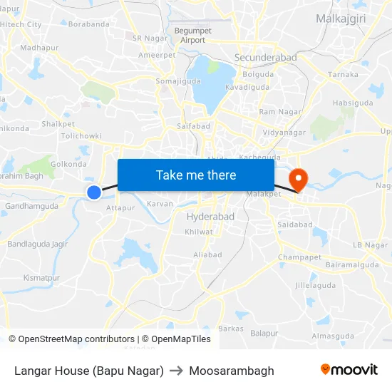 Langar House (Bapu Nagar) to Moosarambagh map