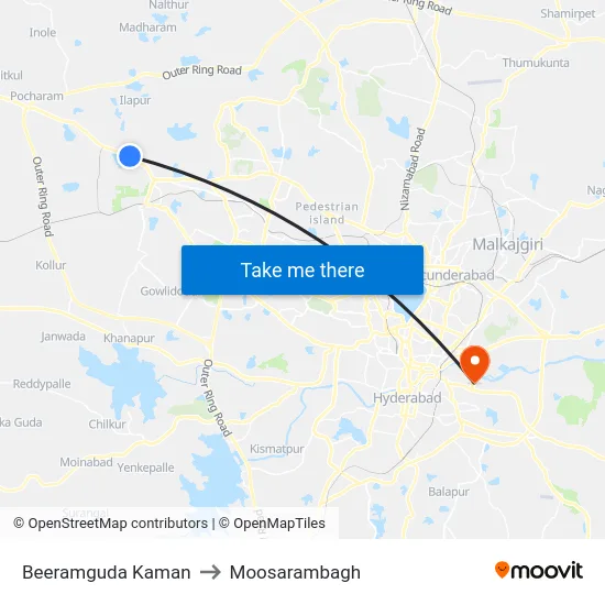 Beeramguda Kaman to Moosarambagh map