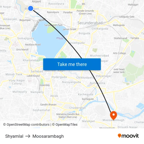 Shyamlal to Moosarambagh map