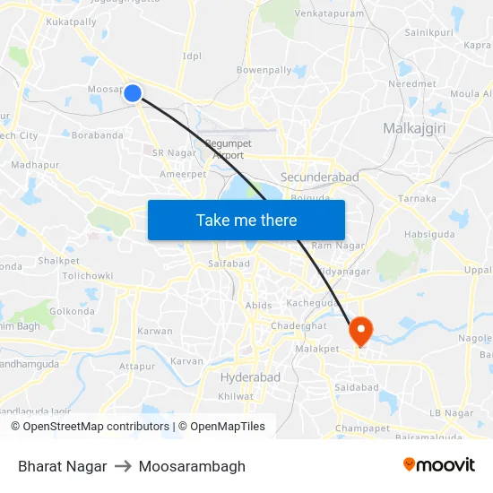 Bharat Nagar to Moosarambagh map