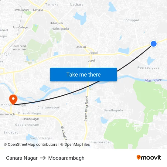 Canara Nagar to Moosarambagh map