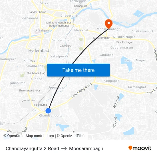 Chandrayangutta X Road to Moosarambagh map