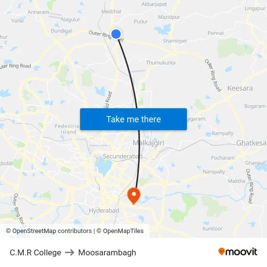 C.M.R College to Moosarambagh map