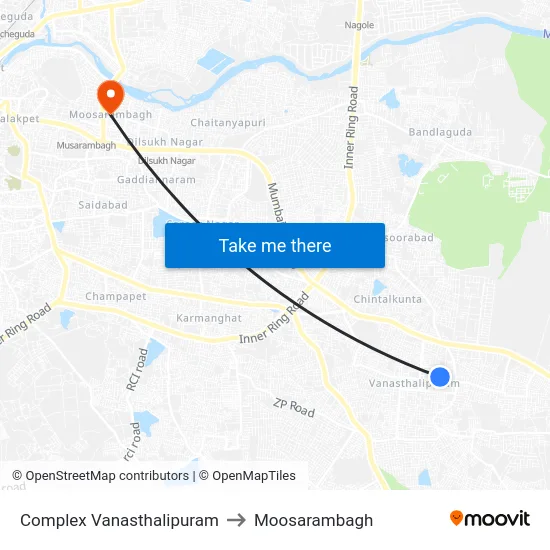 Complex Vanasthalipuram to Moosarambagh map