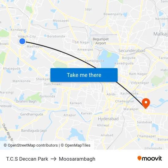 T.C.S Deccan Park to Moosarambagh map