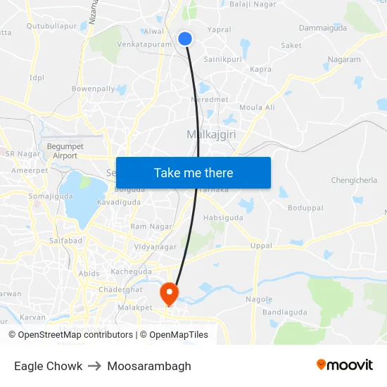 Eagle Chowk to Moosarambagh map