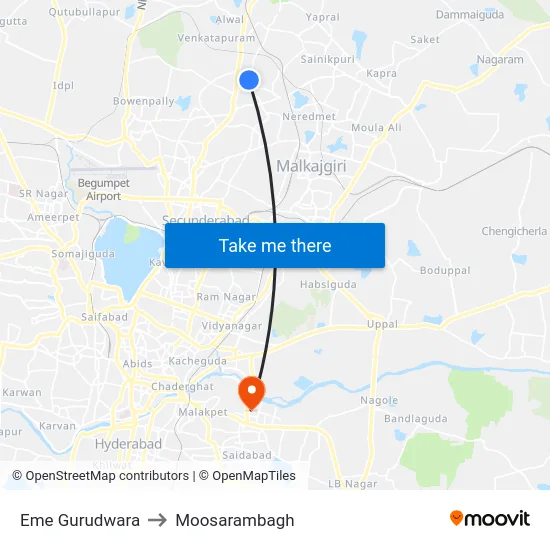 Eme Gurudwara to Moosarambagh map
