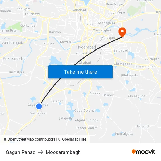 Gagan Pahad to Moosarambagh map
