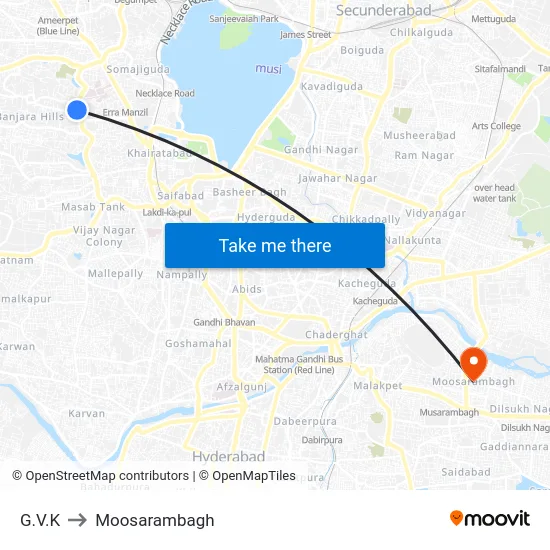 G.V.K to Moosarambagh map