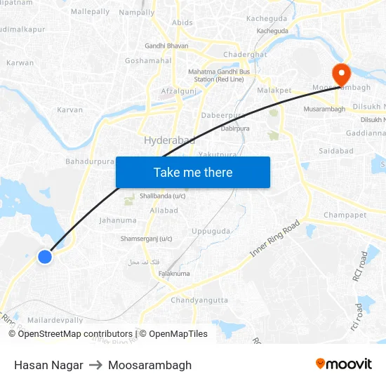Hasan Nagar to Moosarambagh map