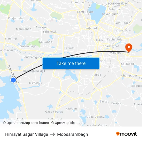 Himayat Sagar Village to Moosarambagh map
