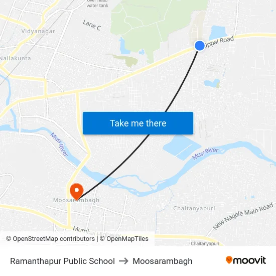 Ramanthapur Public School to Moosarambagh map