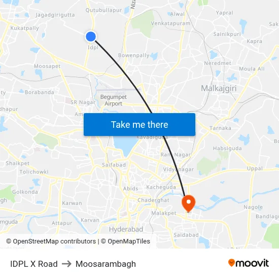 IDPL X Road to Moosarambagh map