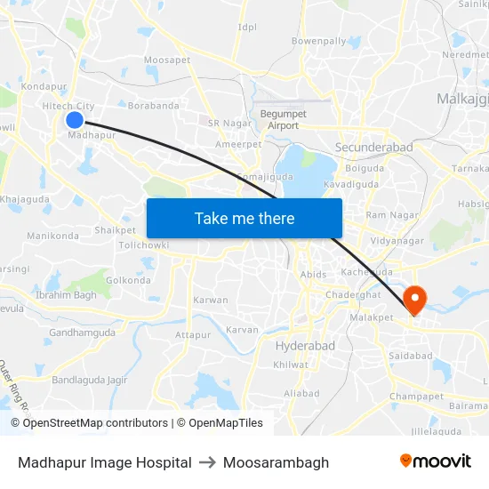 Madhapur Image Hospital to Moosarambagh map