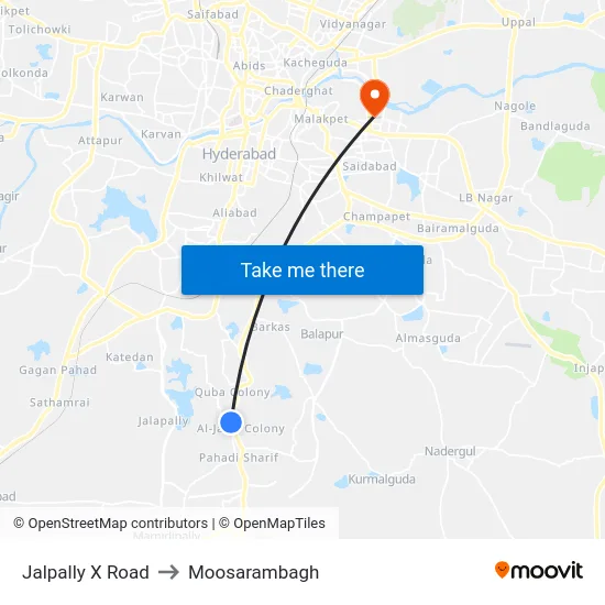 Jalpally X Road to Moosarambagh map