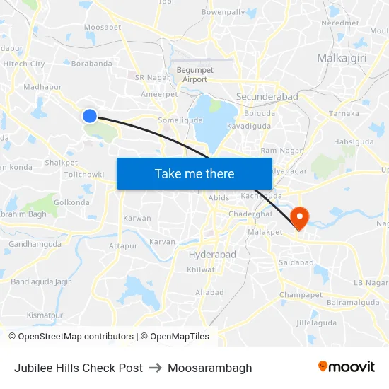 Jubilee Hills Check Post to Moosarambagh map