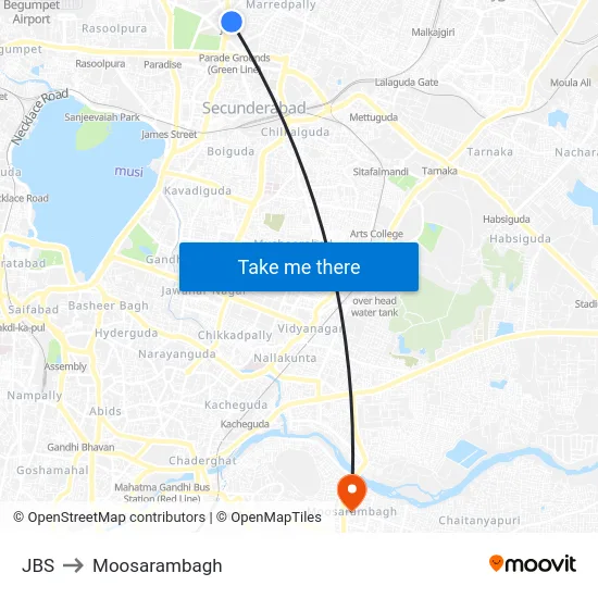 JBS to Moosarambagh map